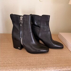 Sam Edelman Black Ankle Boots with Silver Zipper